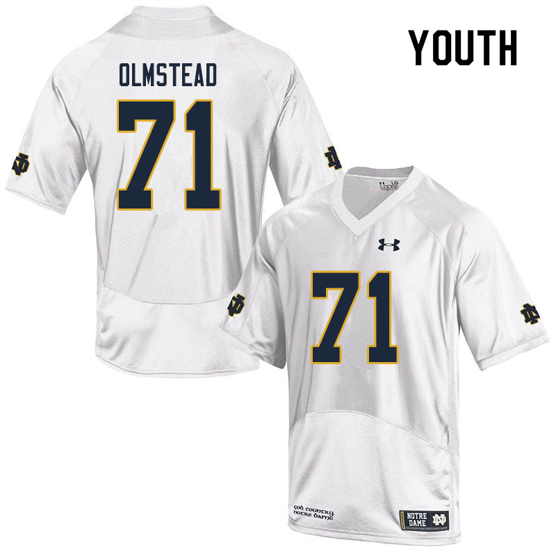 Youth #71 John Olmstead Notre Dame Fighting Irish College Football Jerseys Sale-White - Click Image to Close
